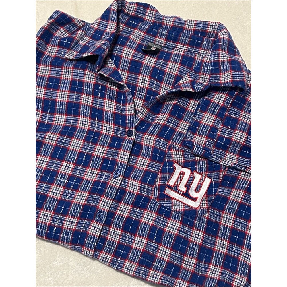 NFL Team Apparel NY Giants Plaid Pajama Top XL